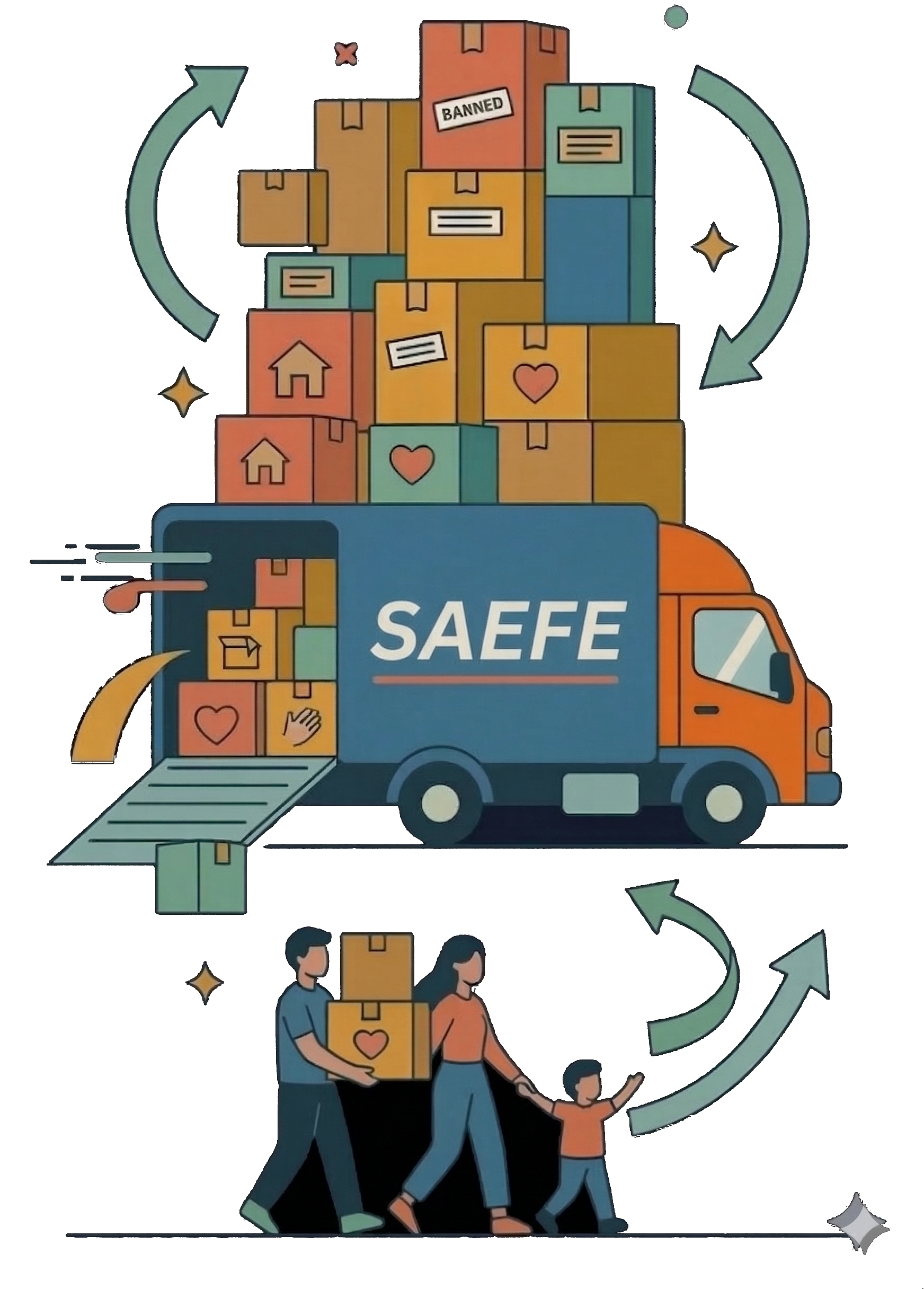 Saefe Vaciados — familia y camión de mudanza